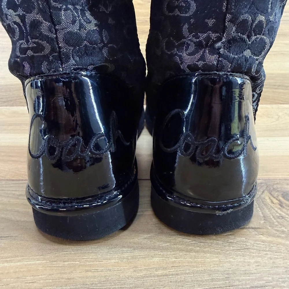 Coach Nikole Boots Womens 8 Y2K Mini Signature‎ Black Faux Sherpa Lined